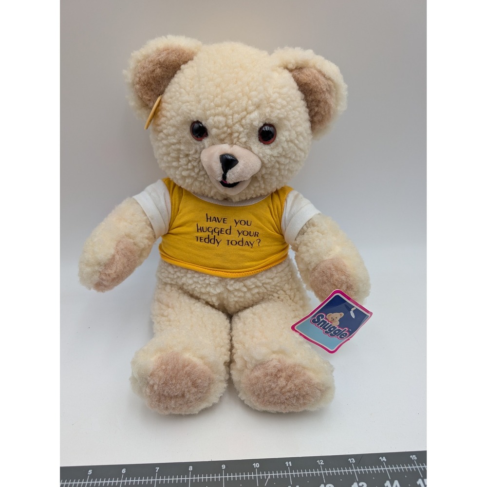 Russ Berrie Snuggle Bear Plush Yellow Shirt Vintage 1986 3146 16 Inch